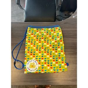Build A Bear drawstring Mesh Clinch Backpack Bag Tote Yellow Blue Logoed